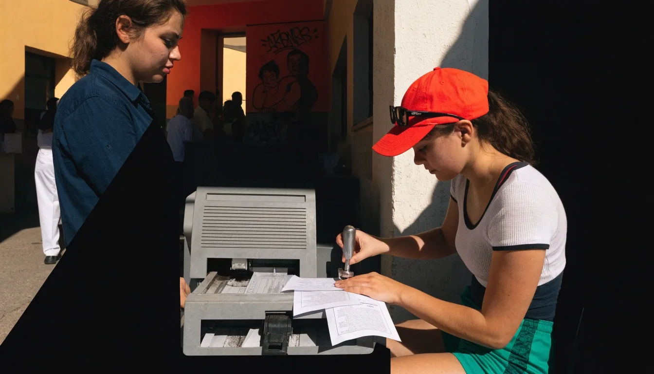 Familia multigeneracional conversando en las escaleras de un edificio residencial con luz de mañana